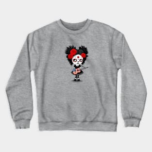 Sugar Skull Girl Playing American Flag Guitar Crewneck Sweatshirt